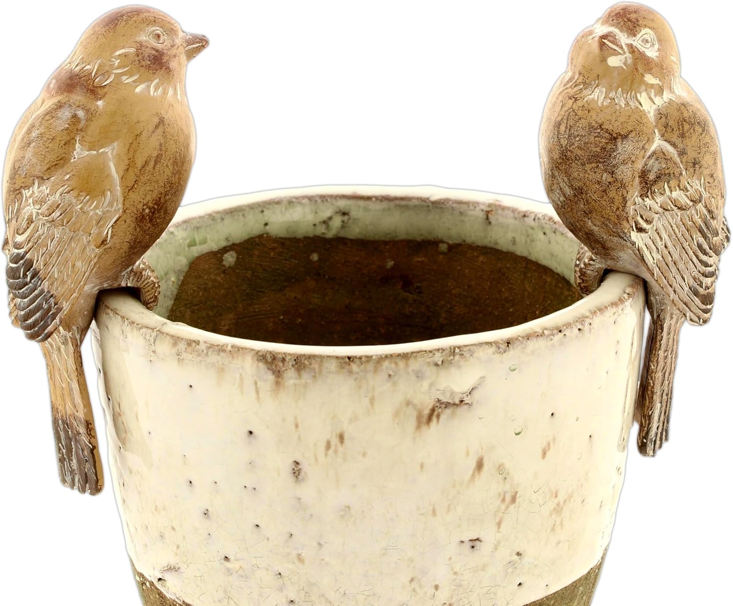 Hand-Painted Rustic Sitting Pot Hanger Birds Set