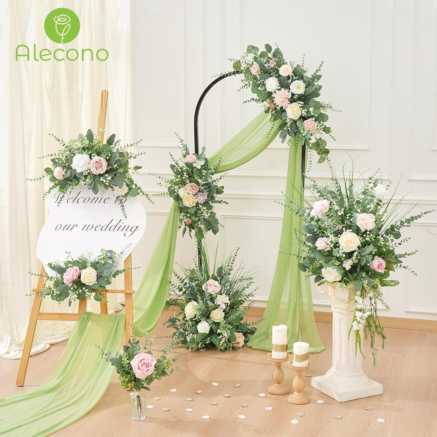 Babys Breath Artificial Flowers and Fake Sliver Dollar / Set of 100