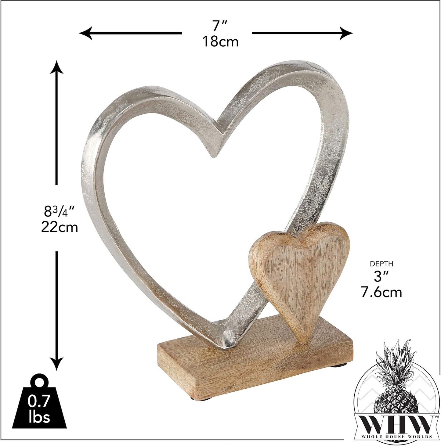 Eternity Double Heart Figurine / Double Eternity Heart, 8.75 Inches / Silver / 8.75 Inch