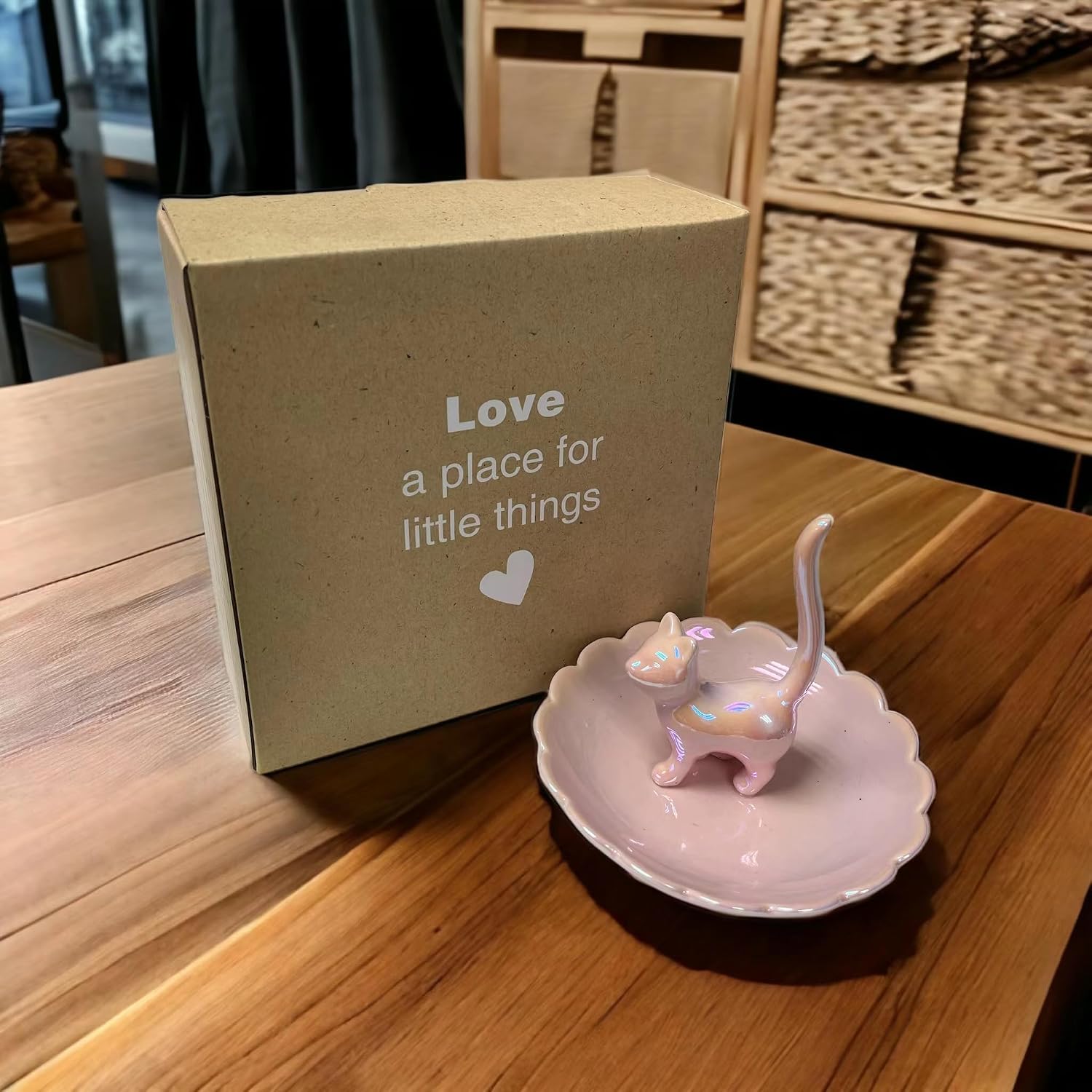 Cat Ring Holder Trinket Tray Ceramic Jewelry Dish Decorative Ring Holder/Trinket Tray / Pink