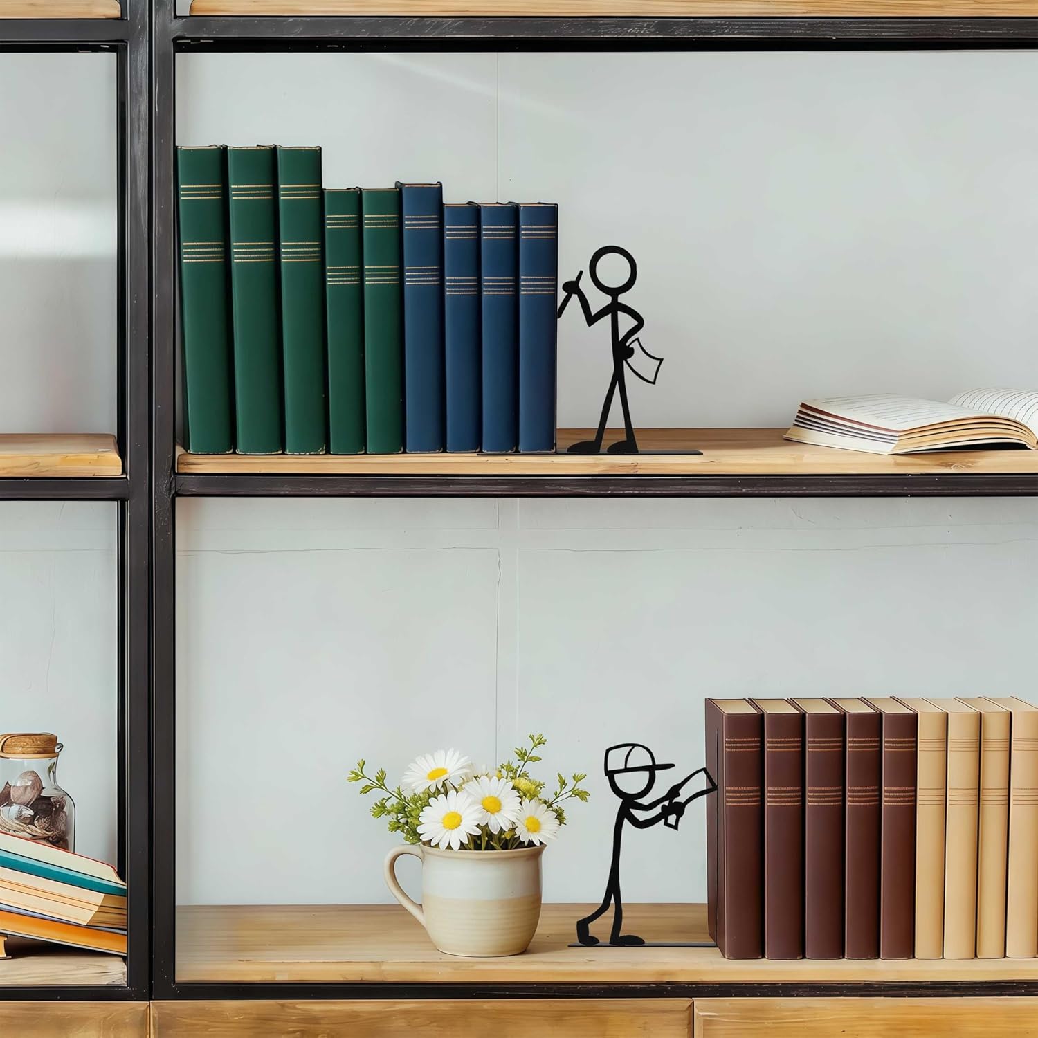 Metal Character Bookends / Reading / Black