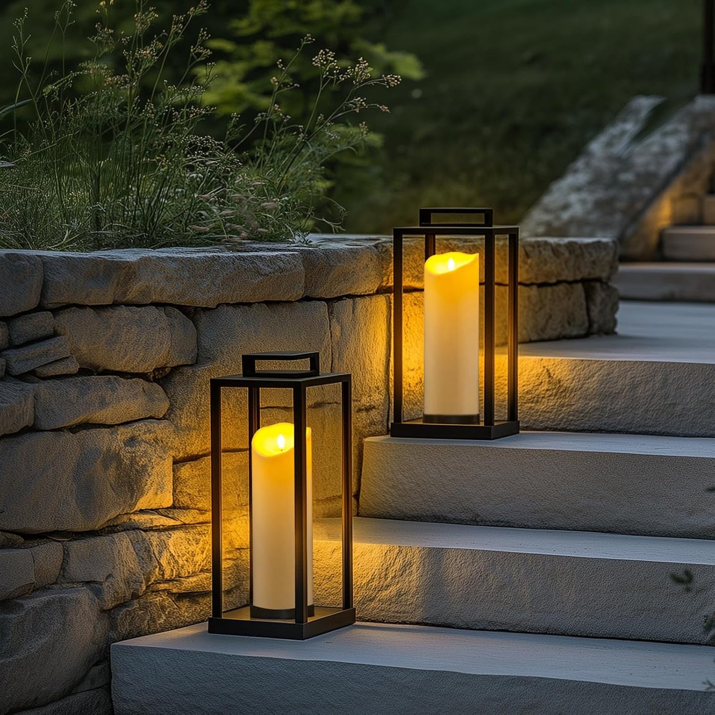 Homemory 4"x12" Outdoor Waterproof Flameless Candles with Timers and Remote Control, Battery Operated Candles, LED