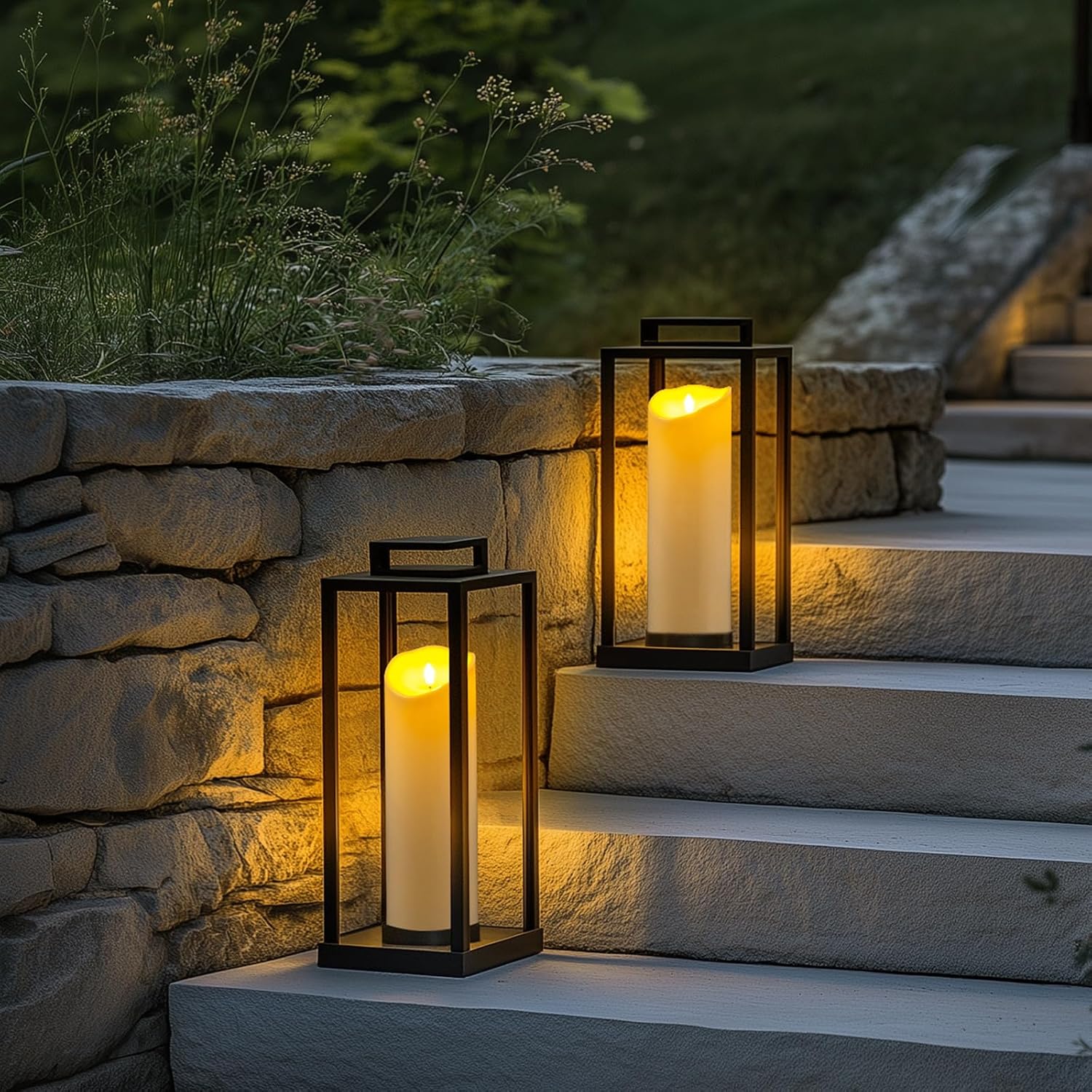 Homemory 4"x12" Outdoor Waterproof Flameless Candles with Timers and Remote Control, Battery Operated Candles, LED