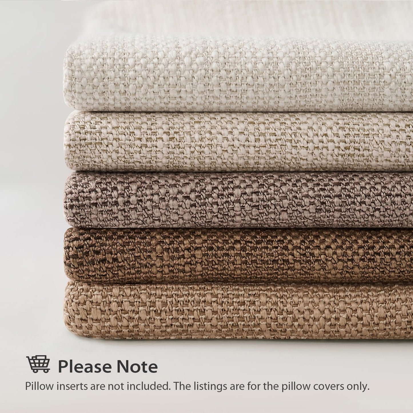 Linen Look Decorative Throw Cushion Covers / Linen Beige / 18 x 18 / Set of 2