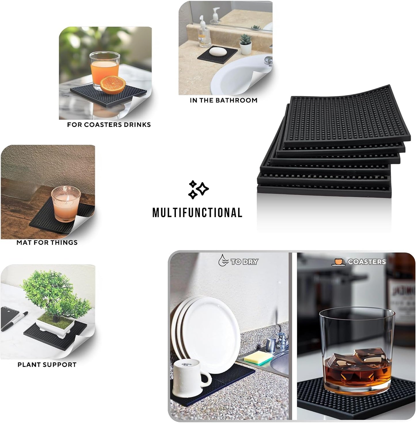 Silicone Coasters Set / with OUT HOLDER / 6 Inch / Set of 6