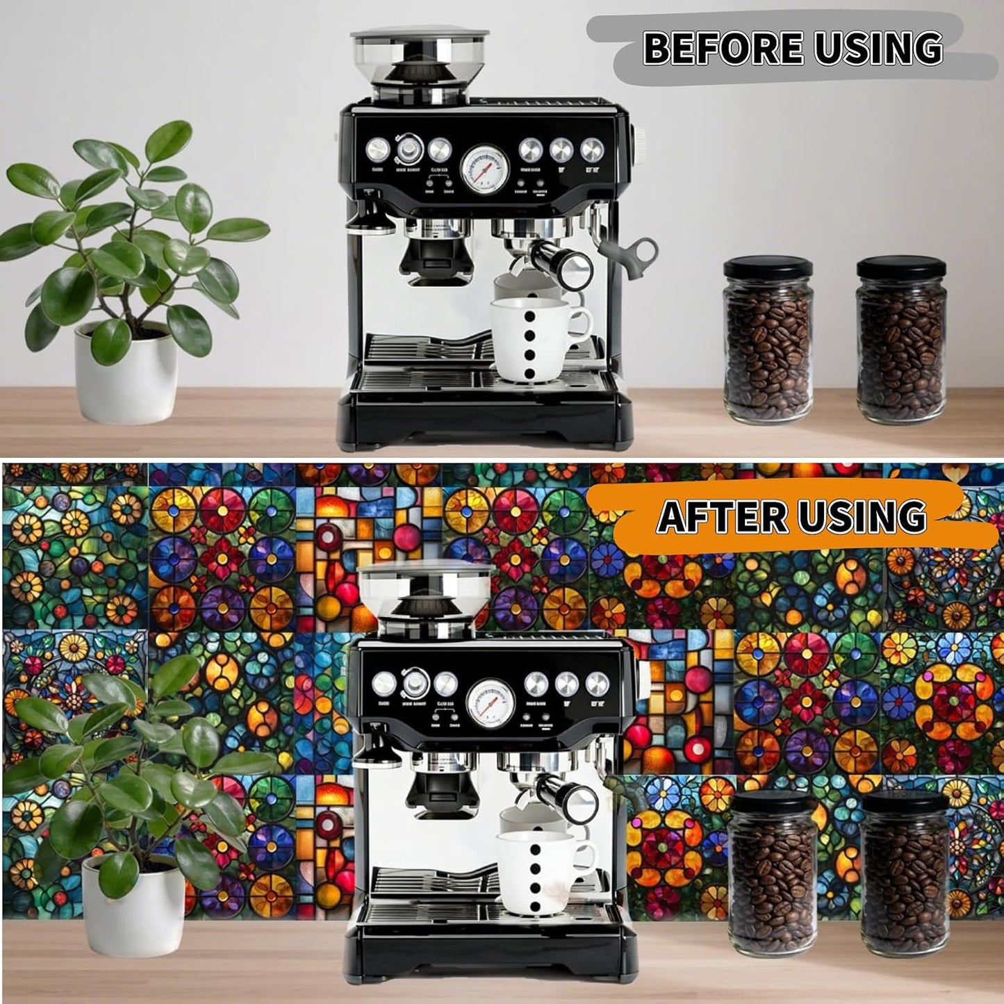Waterproof Backsplash Wall Decals / Style D / 8 x 8 / Set of 24