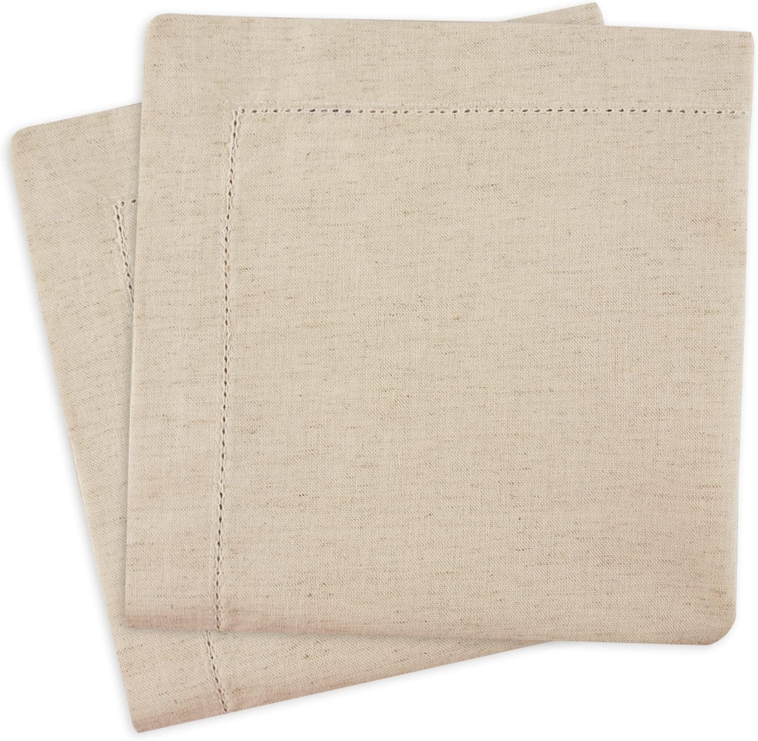 SweetNeedle - (Pack of 12) - Linen Flax Napkins with Hemstitched Handmade Designer Dinner Cloth Napkins 20x20 in in