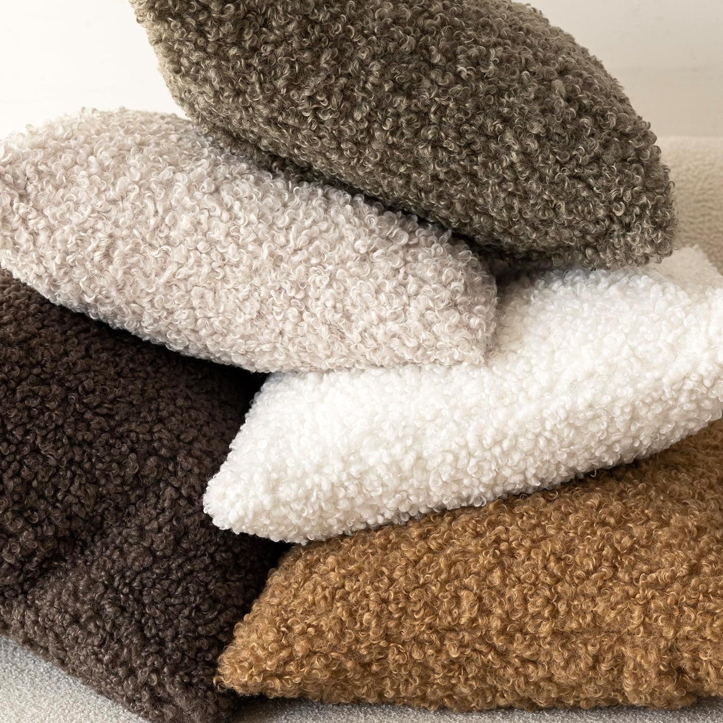Faux Fur Throw Pillow Cover Accent Sherpa Pillow Fuzzy Soft / 18 x 18 / Bronze / Set of 2