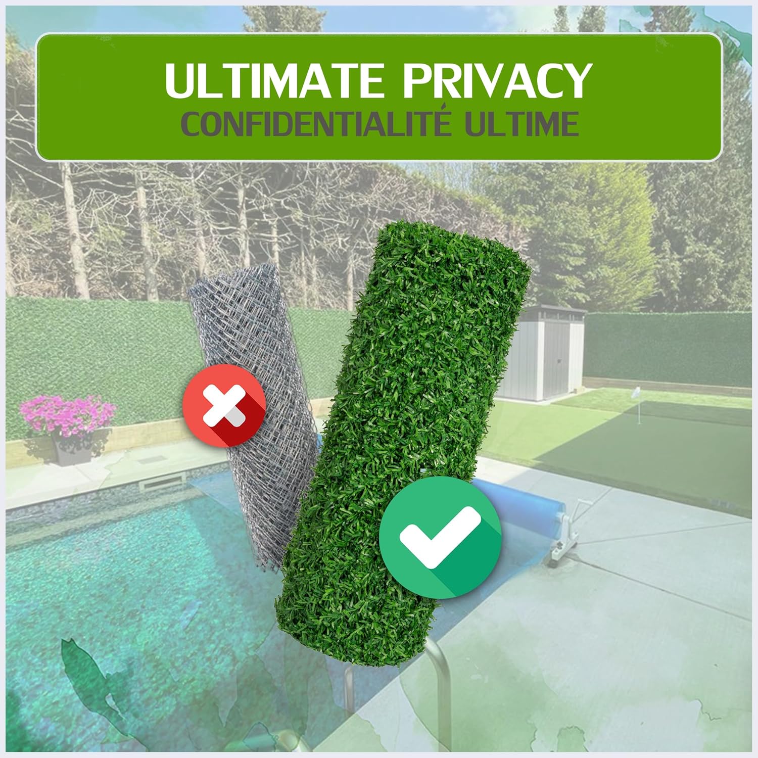 Can Fence Grass Chain Link Fence- Galvanized Wire UV Protected- Privacy Fence / 3.94' x 10