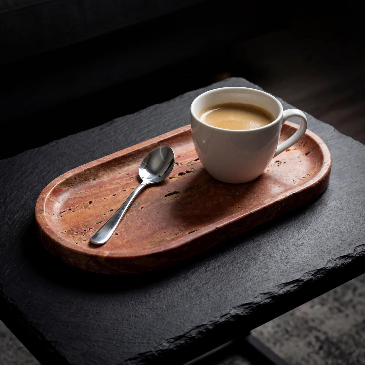 Oval Real Marble Tray / Rosso Levanto Red / 11.8 x 5.9