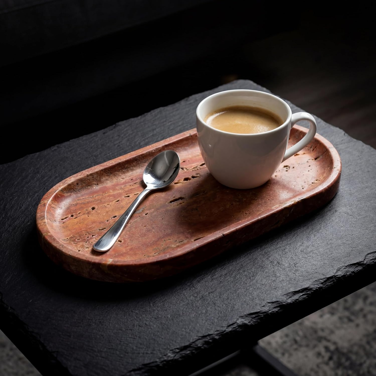 Oval Real Marble Tray / Rosso Levanto Red / 11.8 x 5.9