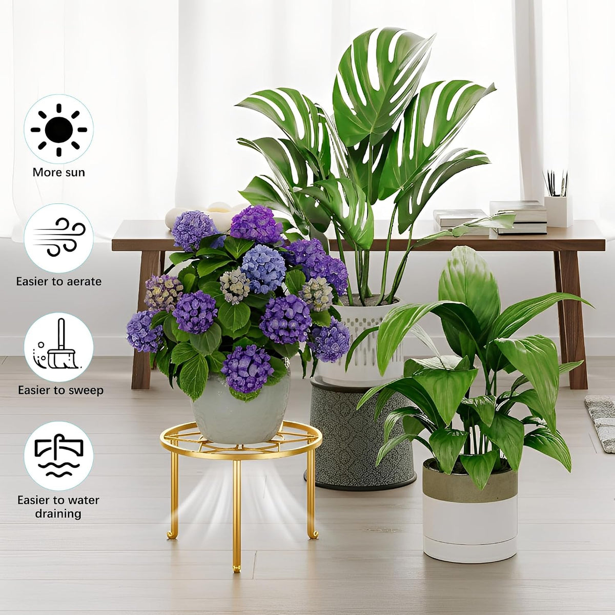 5 Pack Metal Plant Stand, Sturdy Tiered Display Rack for Indoor Outdoor Patio Home Garden