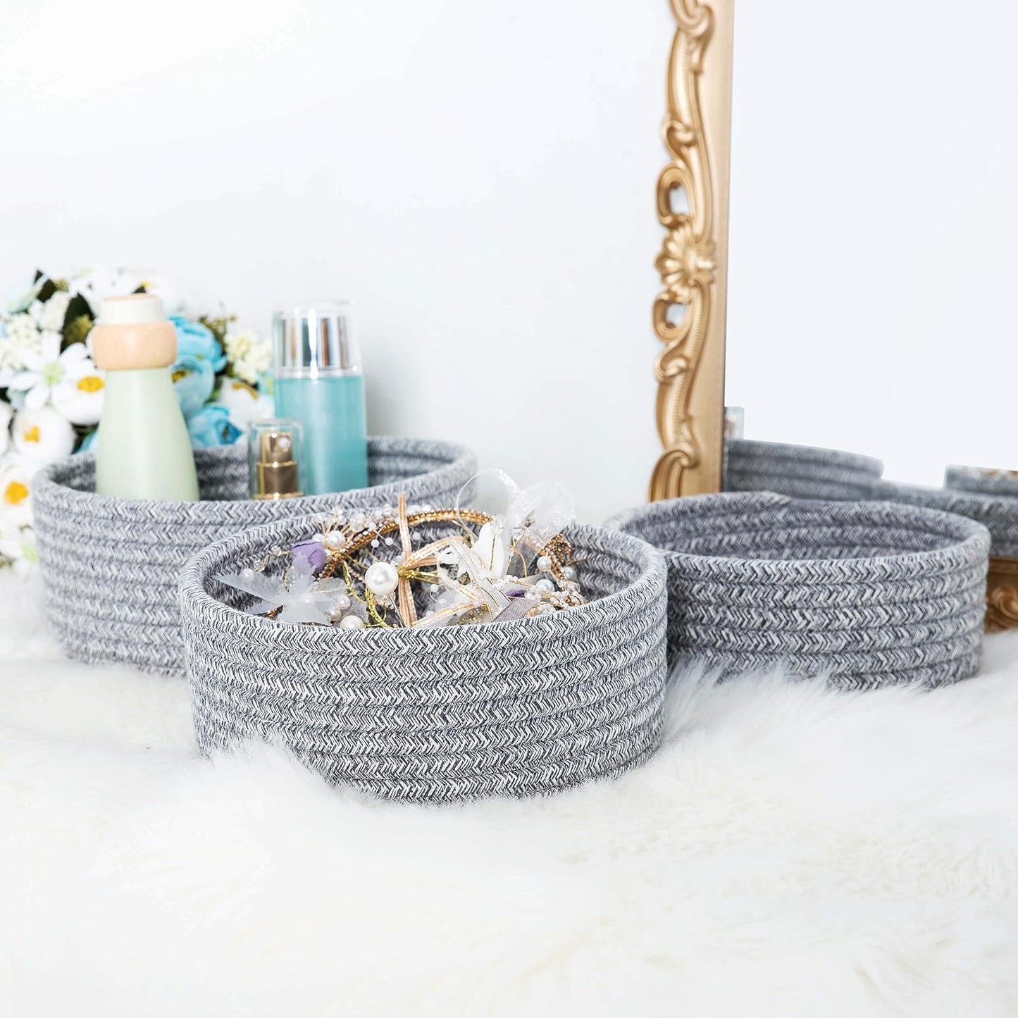 Small Catch All Basket / Light Gray Mix / Set of 3