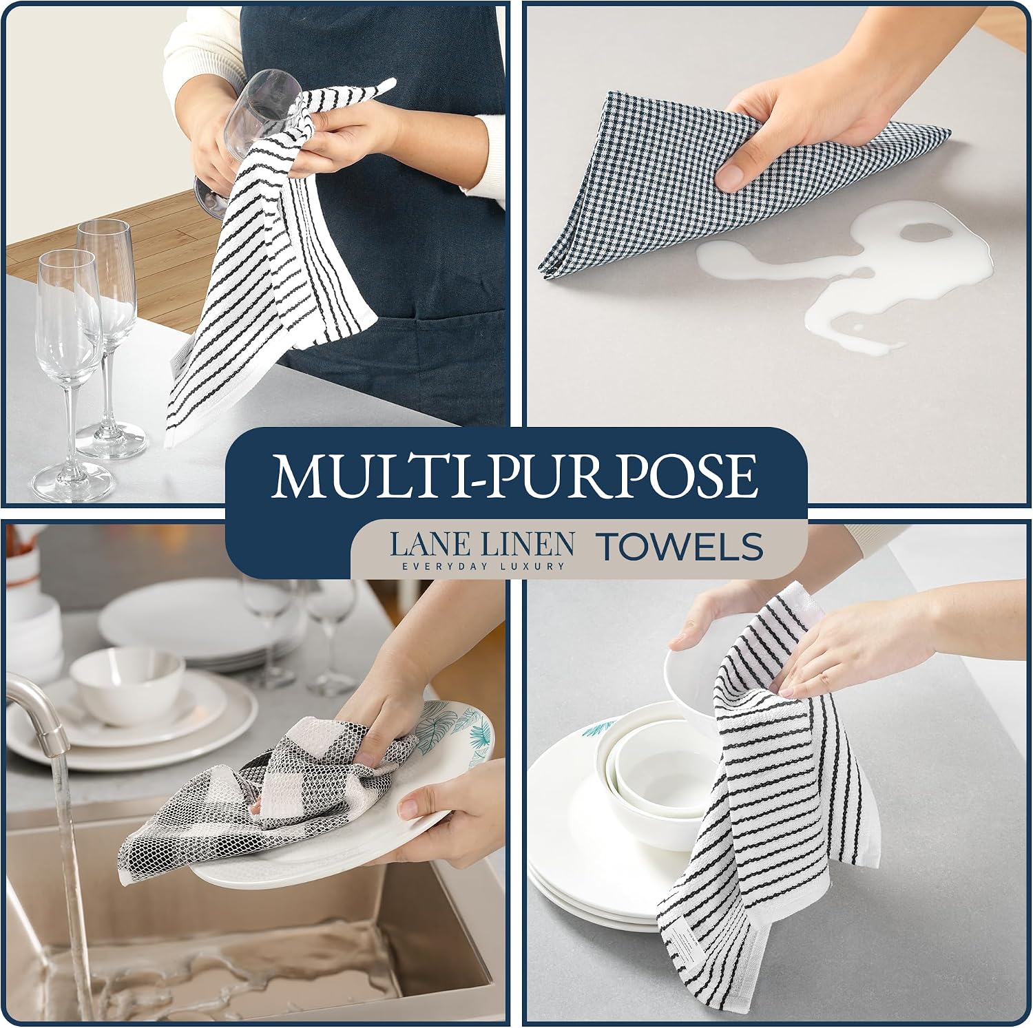 LANE LINEN Kitchen Towels Set 20 Pack - Ultra Soft Cotton Kitchen Hand Towels, Highly Absorbent Dish Cloths, Durable