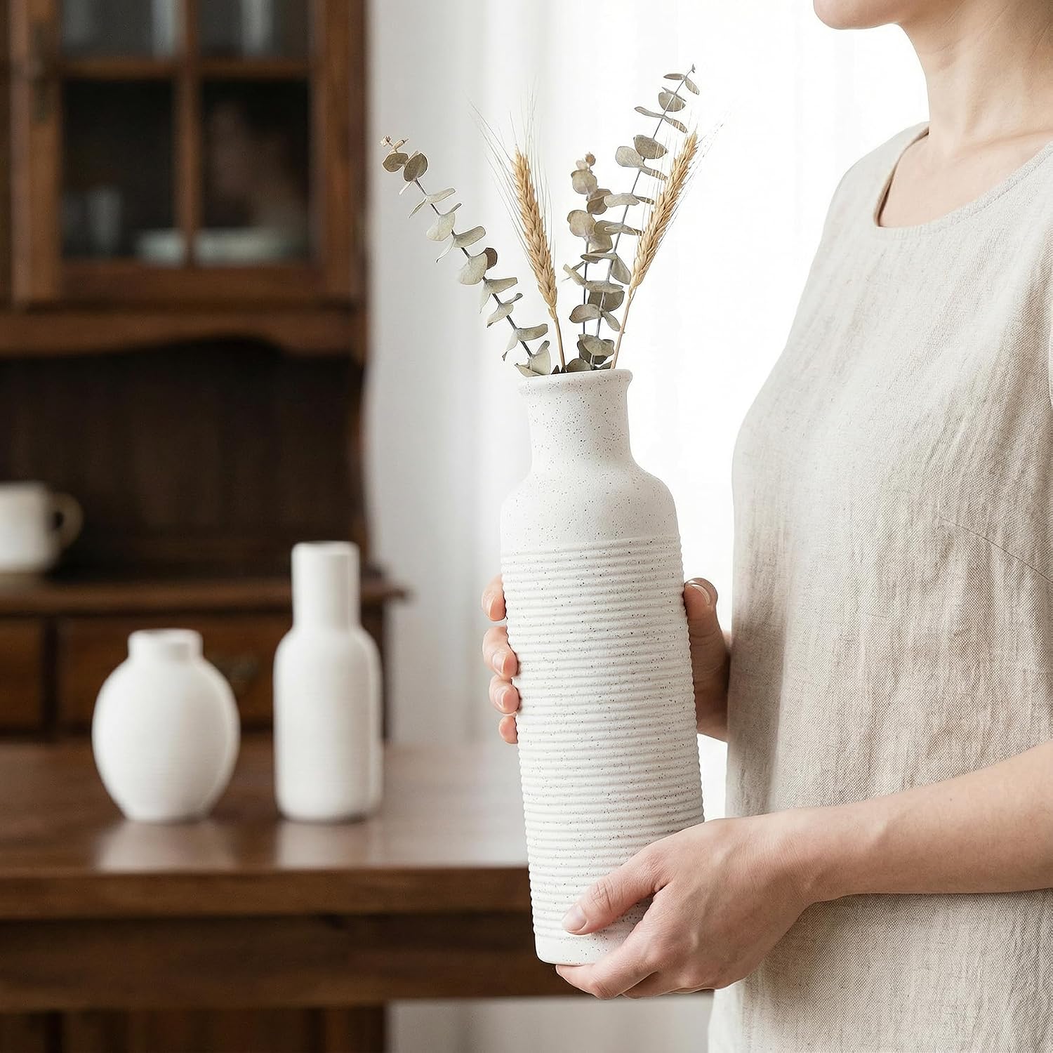 Rustic Farmhouse Vase / White1 / Set of 3