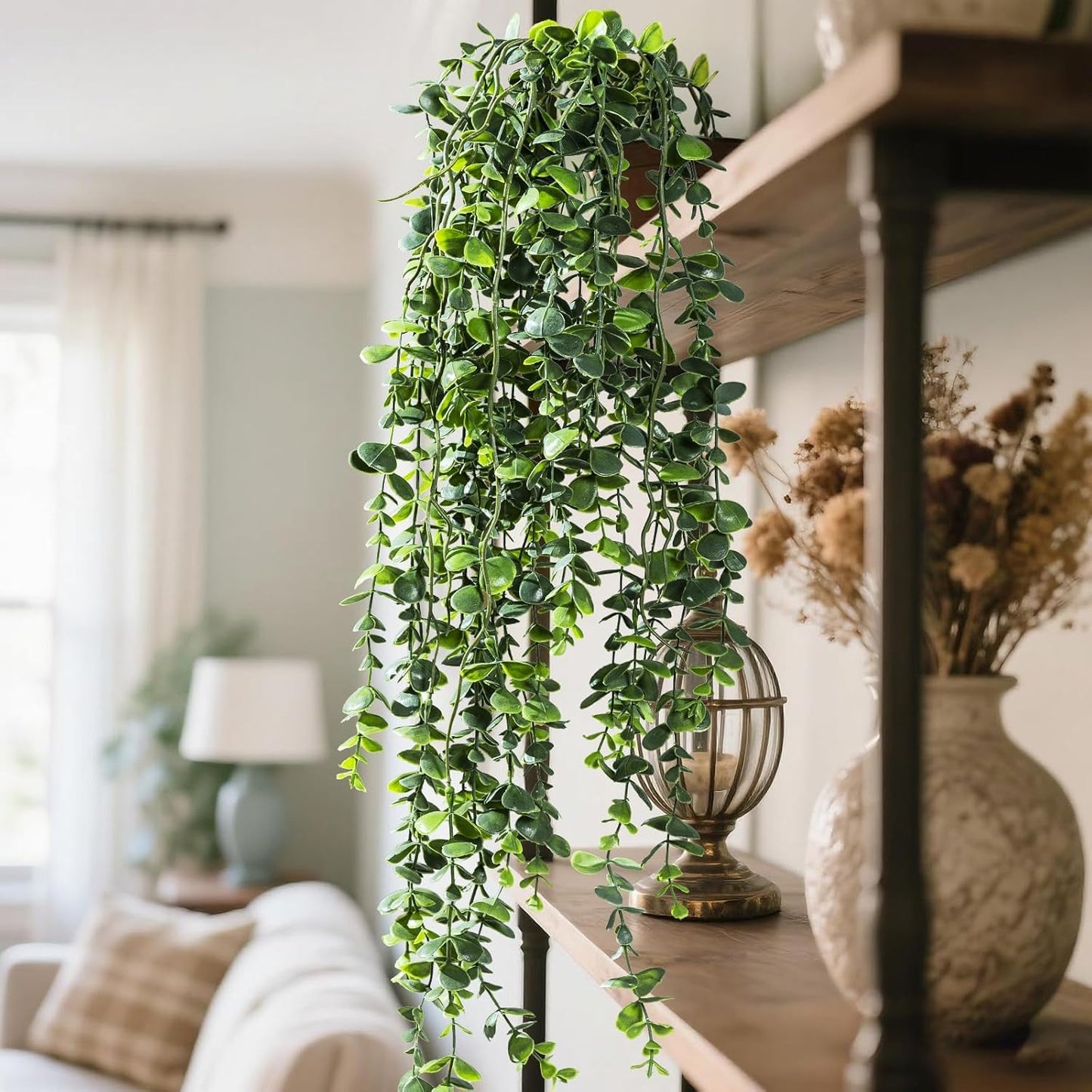 Artificial Hanging Plant Faux Plant Ivy Vine Faux Eucalyptus Vines Fake Potted / Type 7 / Set of 2
