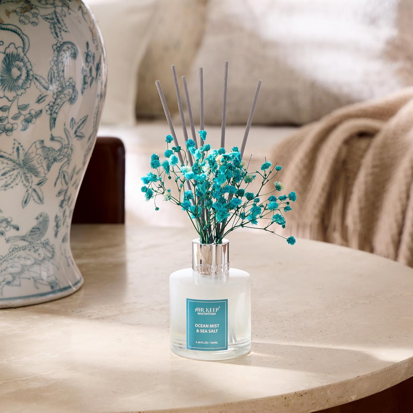Reed Diffuser Set / Ocean Mist & Sea Salt / Real Flower/3.38ounce/