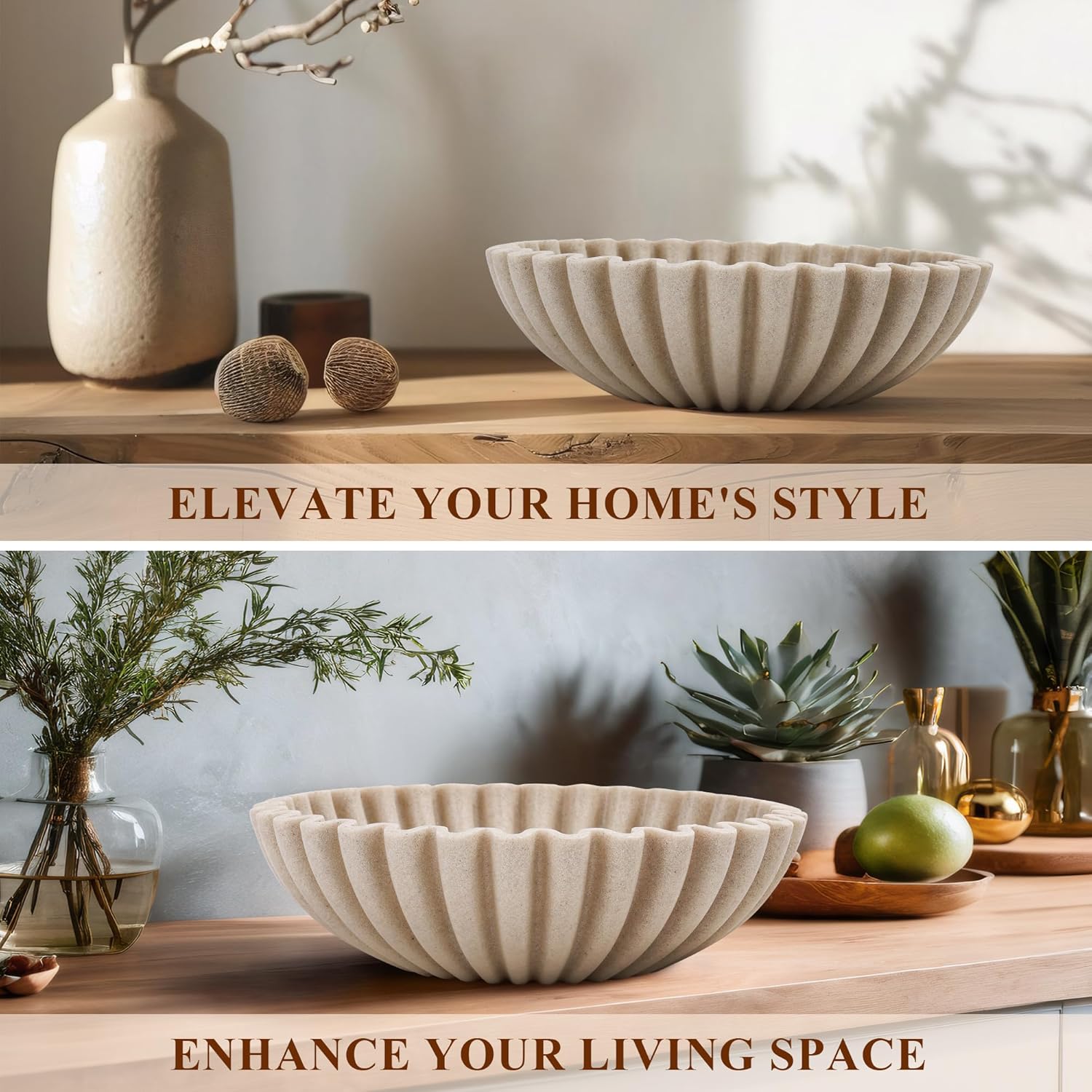 Modern Handicraft Bowls / Beige / 1 Piece