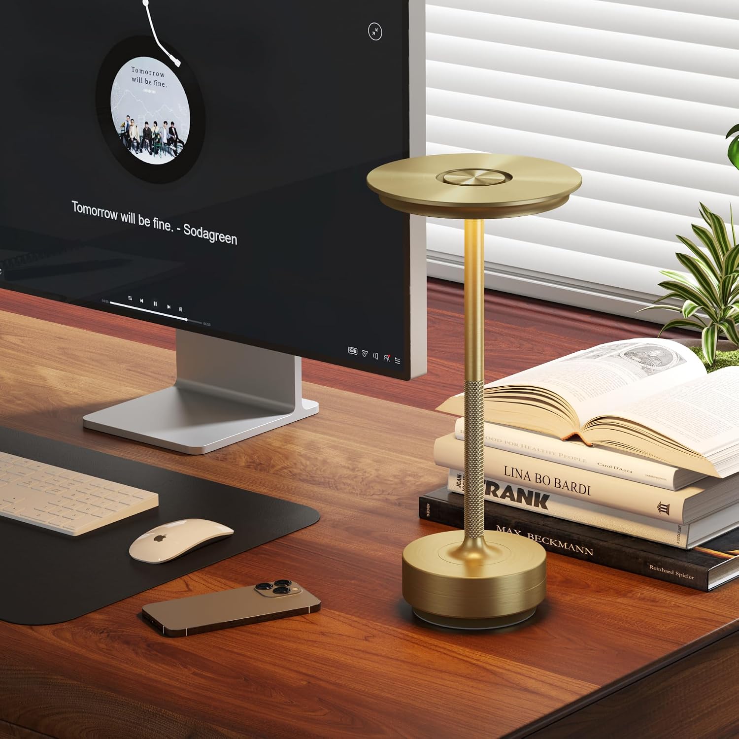 Cordless Rechargeable Table Lamp,LED Portable Battery Table Lights | 5000mAh Outdoor IP54 Waterproof Battery Operated