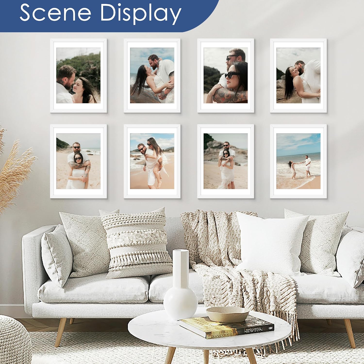 18x24 Poster Frame Set of 6, Wall Mount Display, White | Display Pictures 16x20 with Mat or 18x24 Without Mat