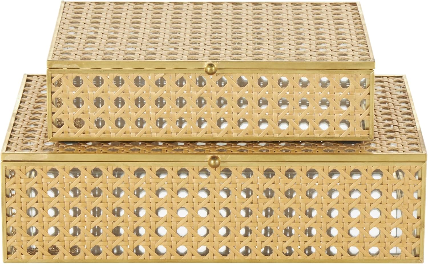 Glass Panels and Chain Accent / 10", 8"W / Set of 2
