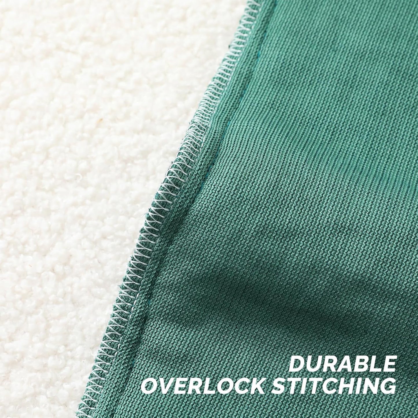 Furry Faux Fur Teddy Boucle Textured Cushion Covers / Dark Green / 18 x 18 / Set of 2