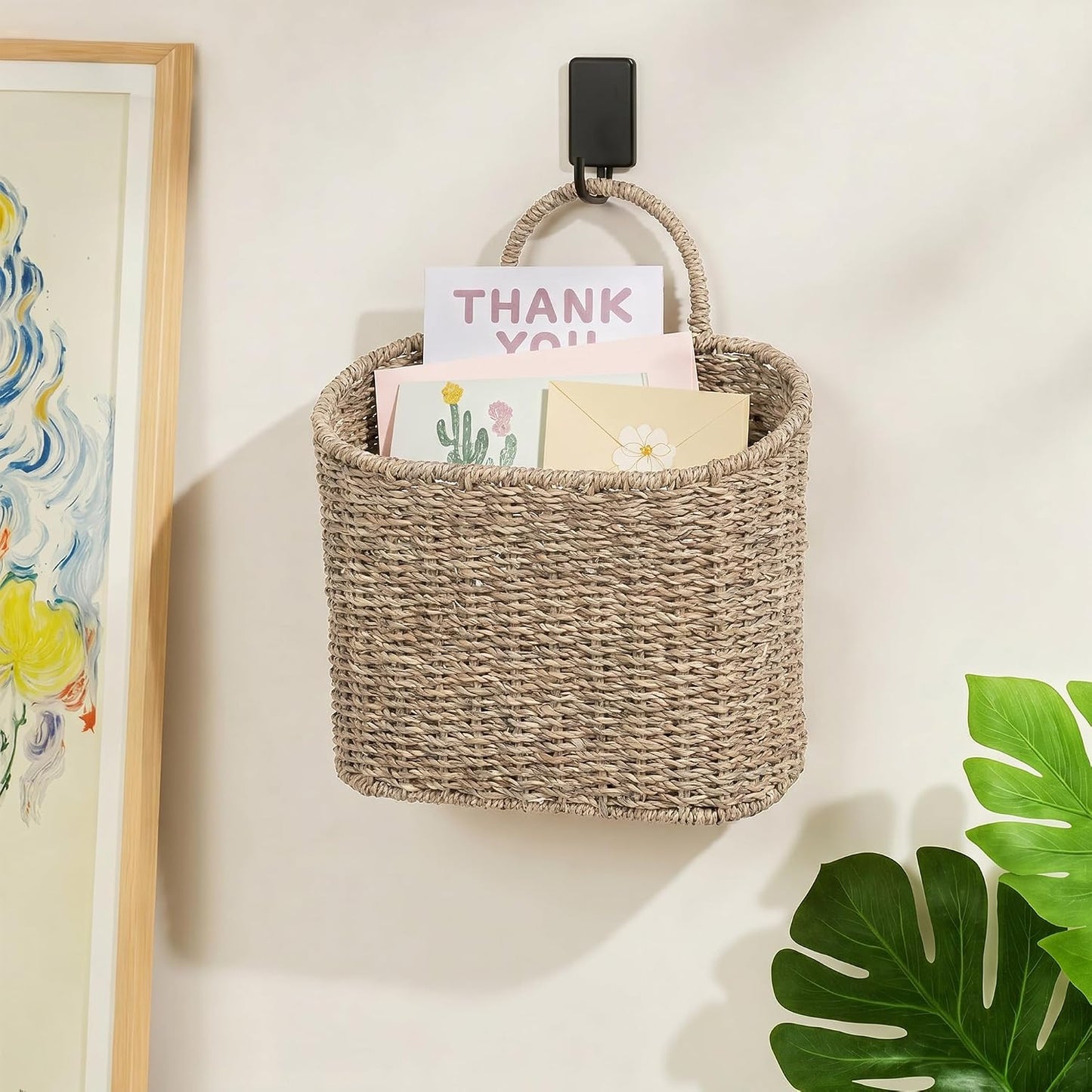 Wicker Wall Basket / Seagrass / Square / Natural / Set of 2
