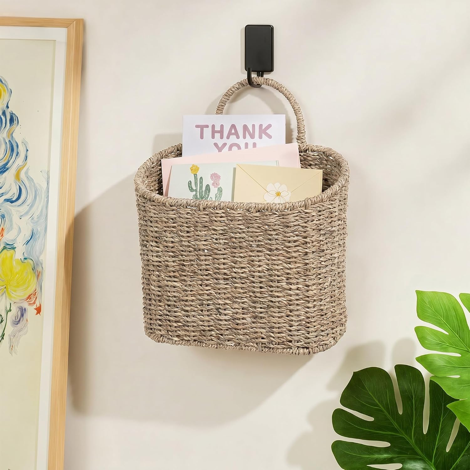 Wicker Wall Basket / Seagrass / Square / Natural / Set of 2