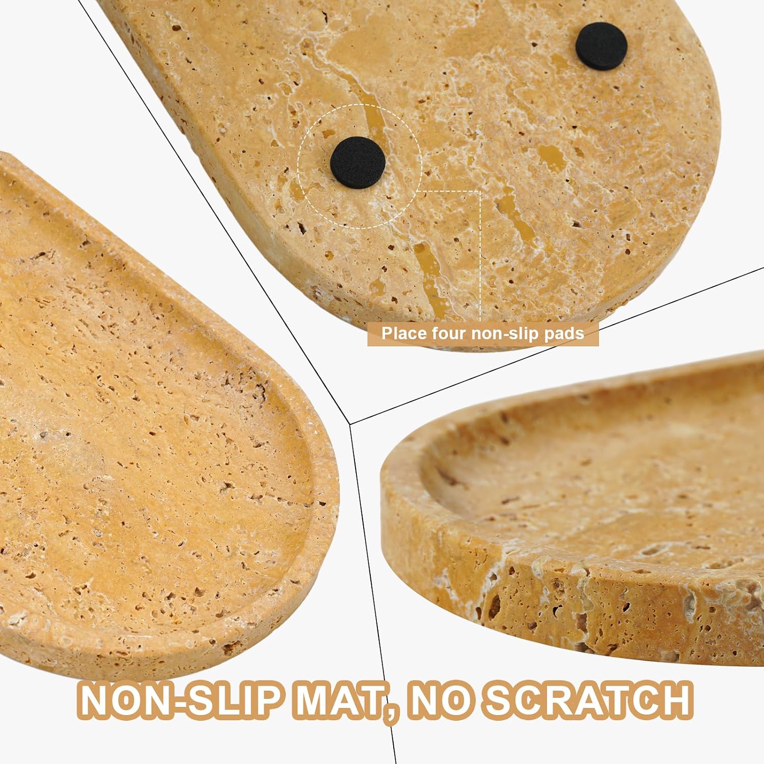 Catchall Tray / Wabi Sabi Home Countertop Organizer / Golden Travertine / 12 x 6 x 0.8 / Natural