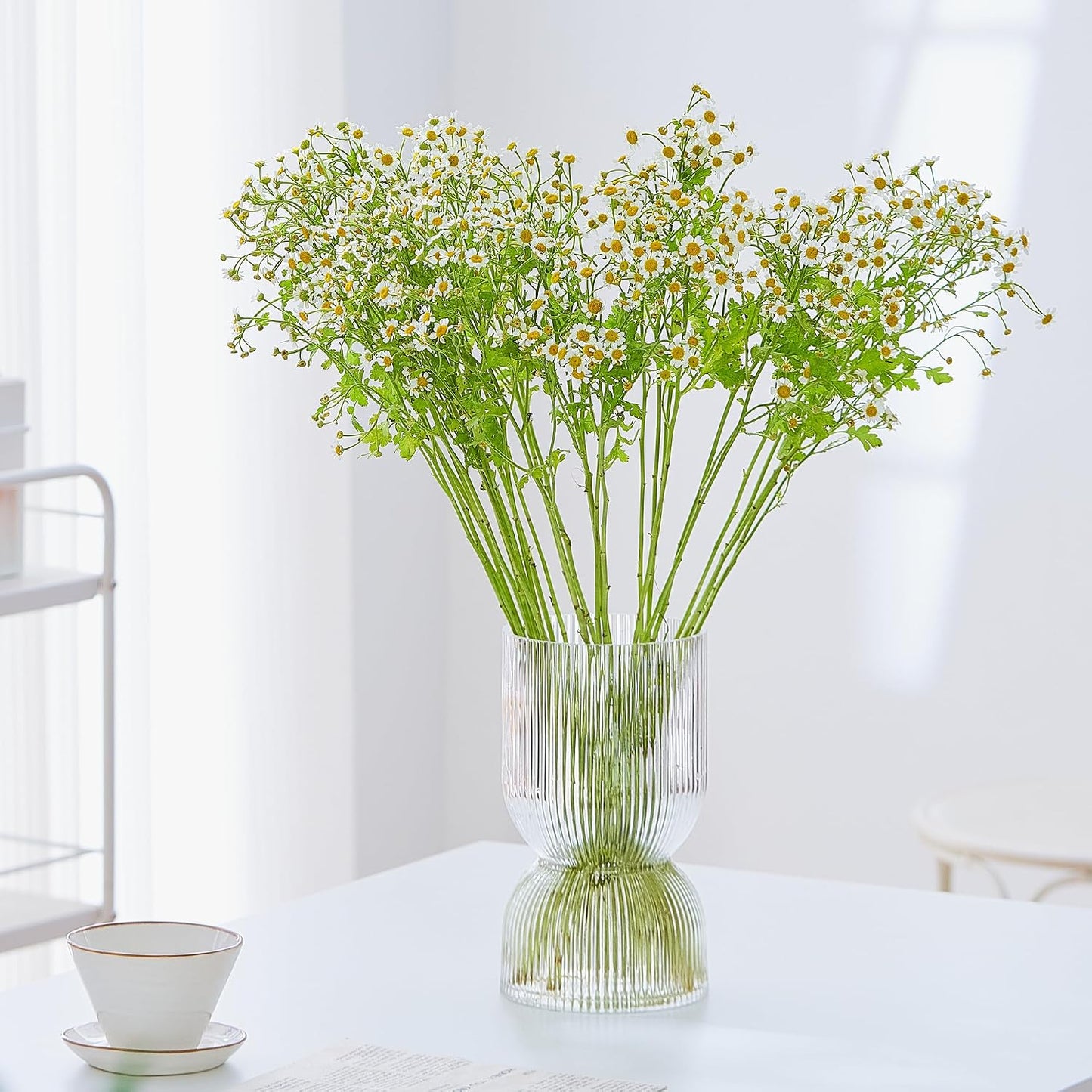 Clear Ribbed Thickened Glass Vases / Glass Bud Clear / 7.5 Inch