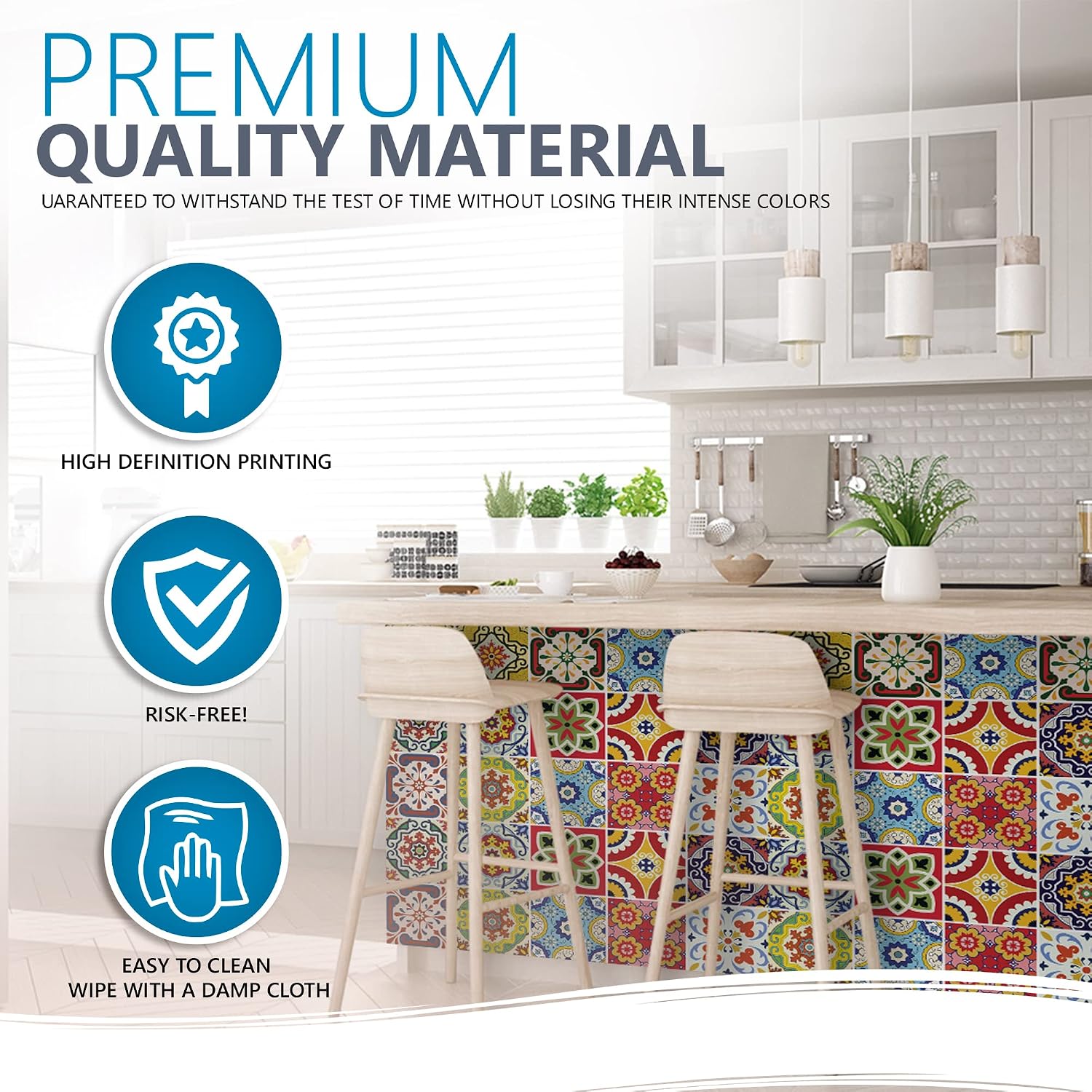 Tile Stickers 24 PC Set Authentic Traditional Talavera Tiles Stickersl Bathroom & Kitchen Tile