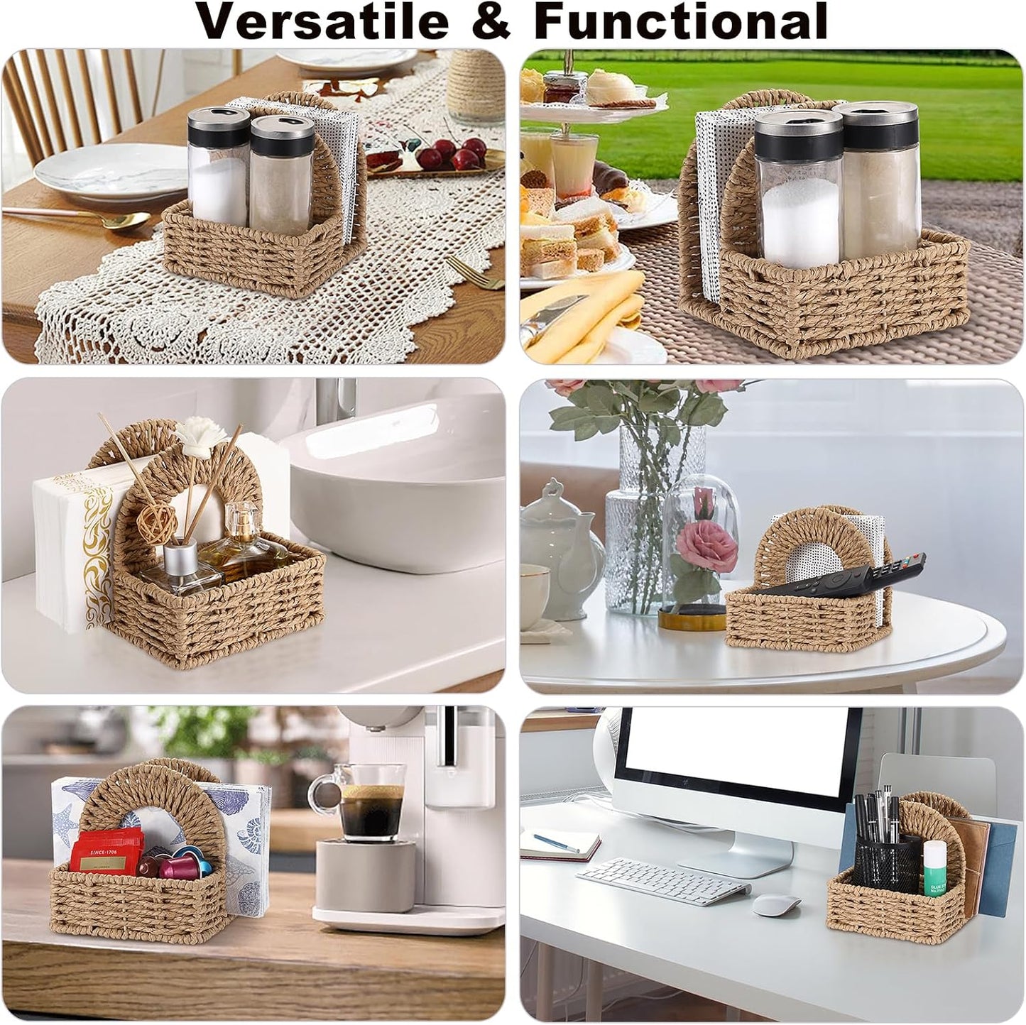 Wicker Napkin Holders / Paper Rope / 5.7 x 5.7 x 5.5