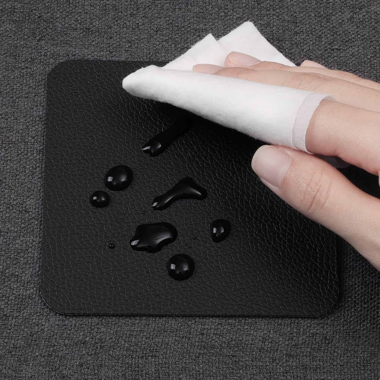 Coasters Glass Coasters Double Sided Faux Leather Coaster Waterproof / Black / 4 Inch / Set of 12