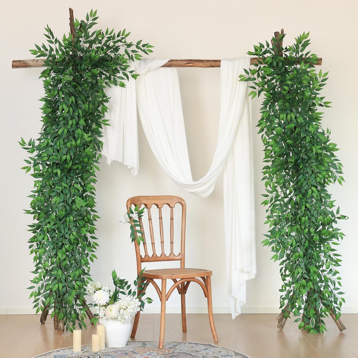 Italian Ruscus Artificial Greenery Stems Silk Leaves Fake Spray Plants / Green / 20 Inch / Set of 36