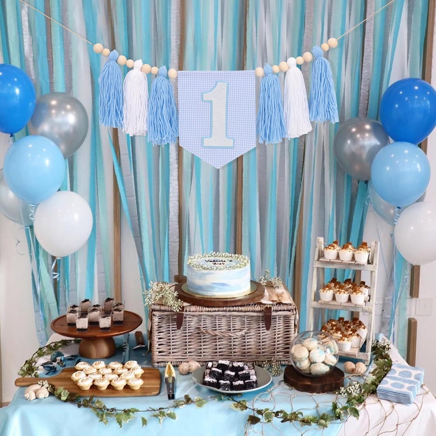 Wood Bead High Chair / Blue