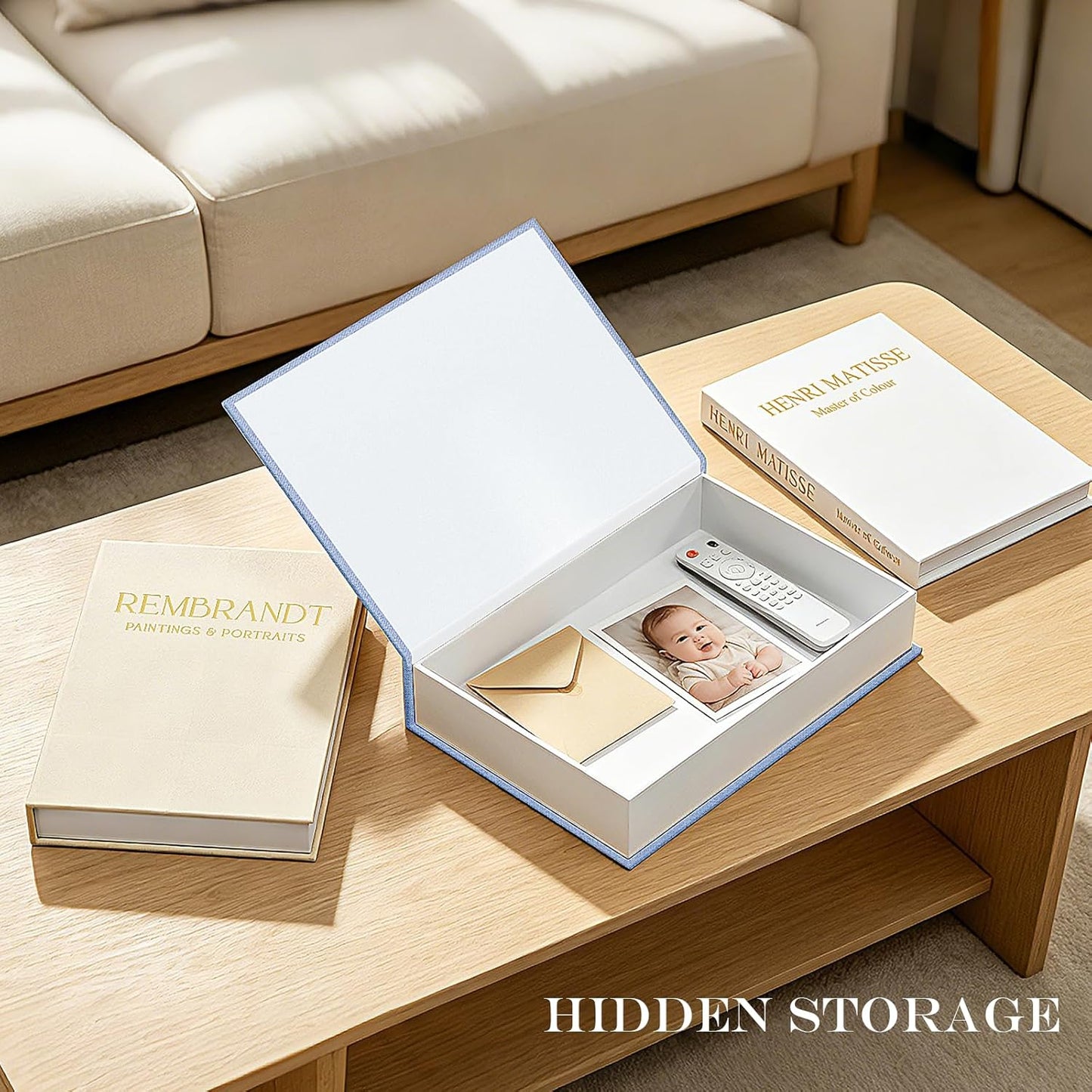 Faux Storage Boxes / Blue-beige-off-white / Set of 3