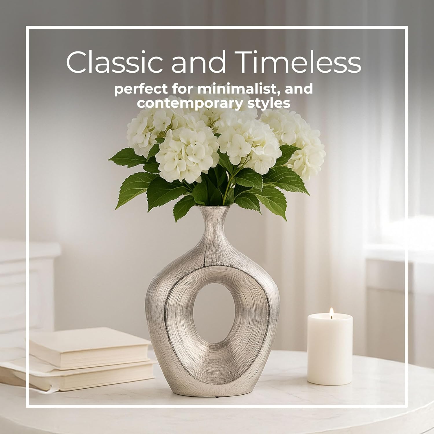 Modern Glam Decorative Vase for Flowers or Standalone / Metallic