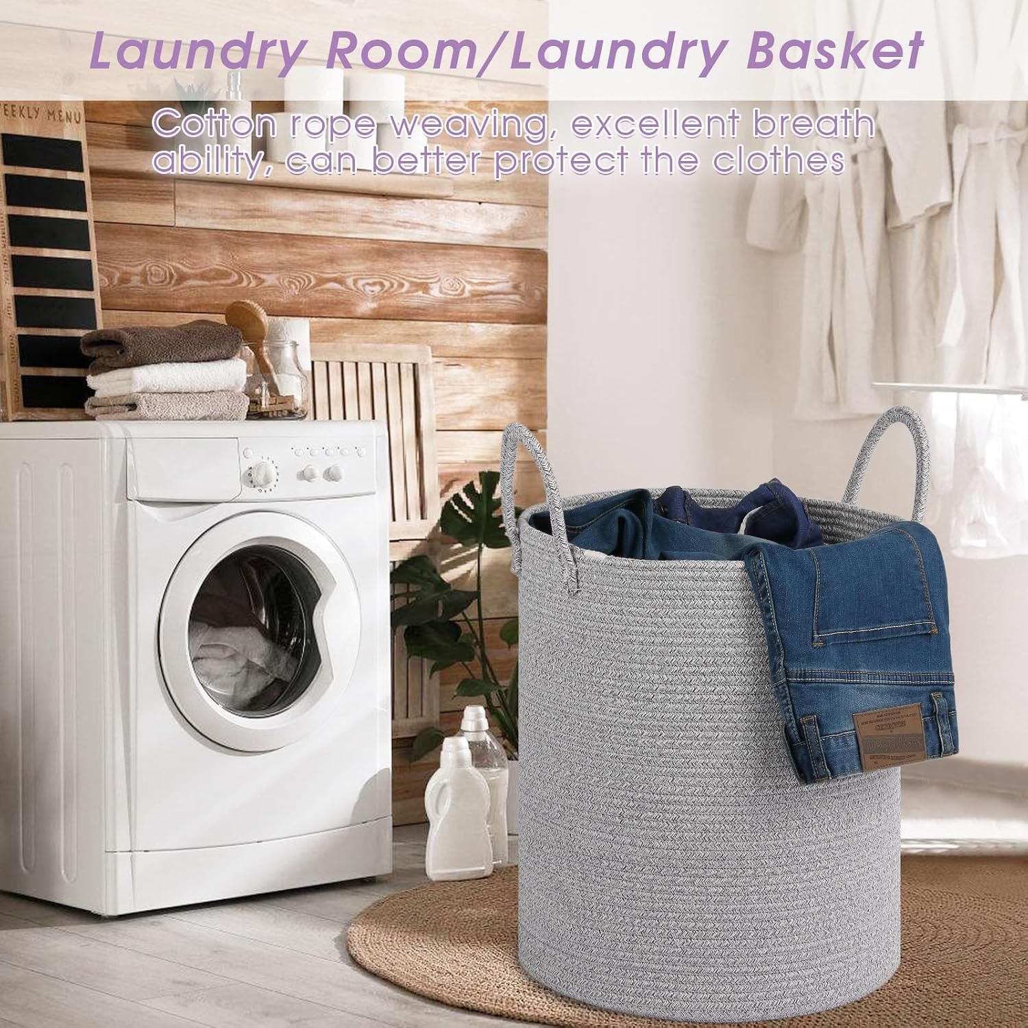Large Laundry Basket / Light Grey / 60L