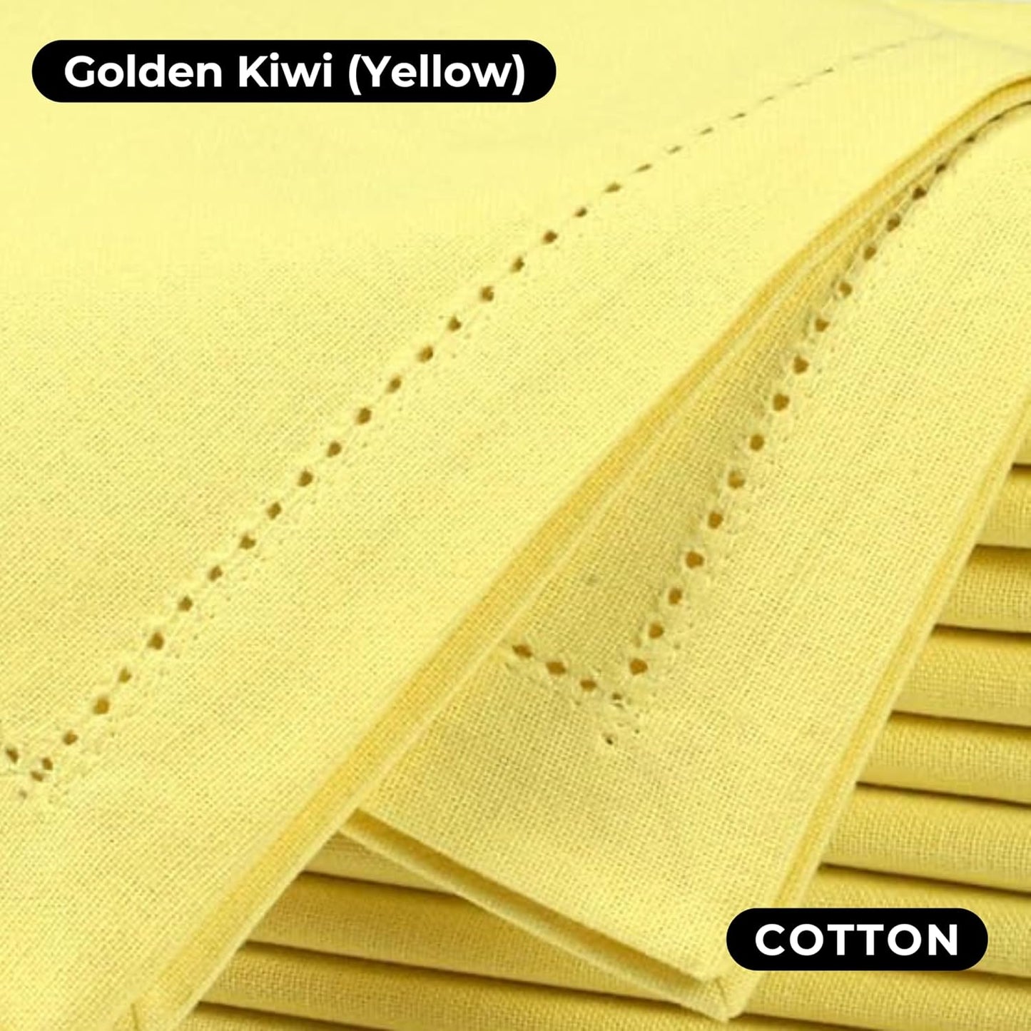 Bedding Craft Hemstitched Cotton Cloth Dinner Napkins Set of 12 – 18x18 Golden Kiwi – Reusable Machine Washable Fabric