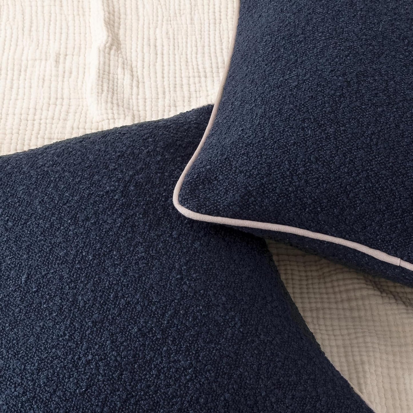Boucle Throw Pillow Covers / Blue / 18 x 18 / Set of 2