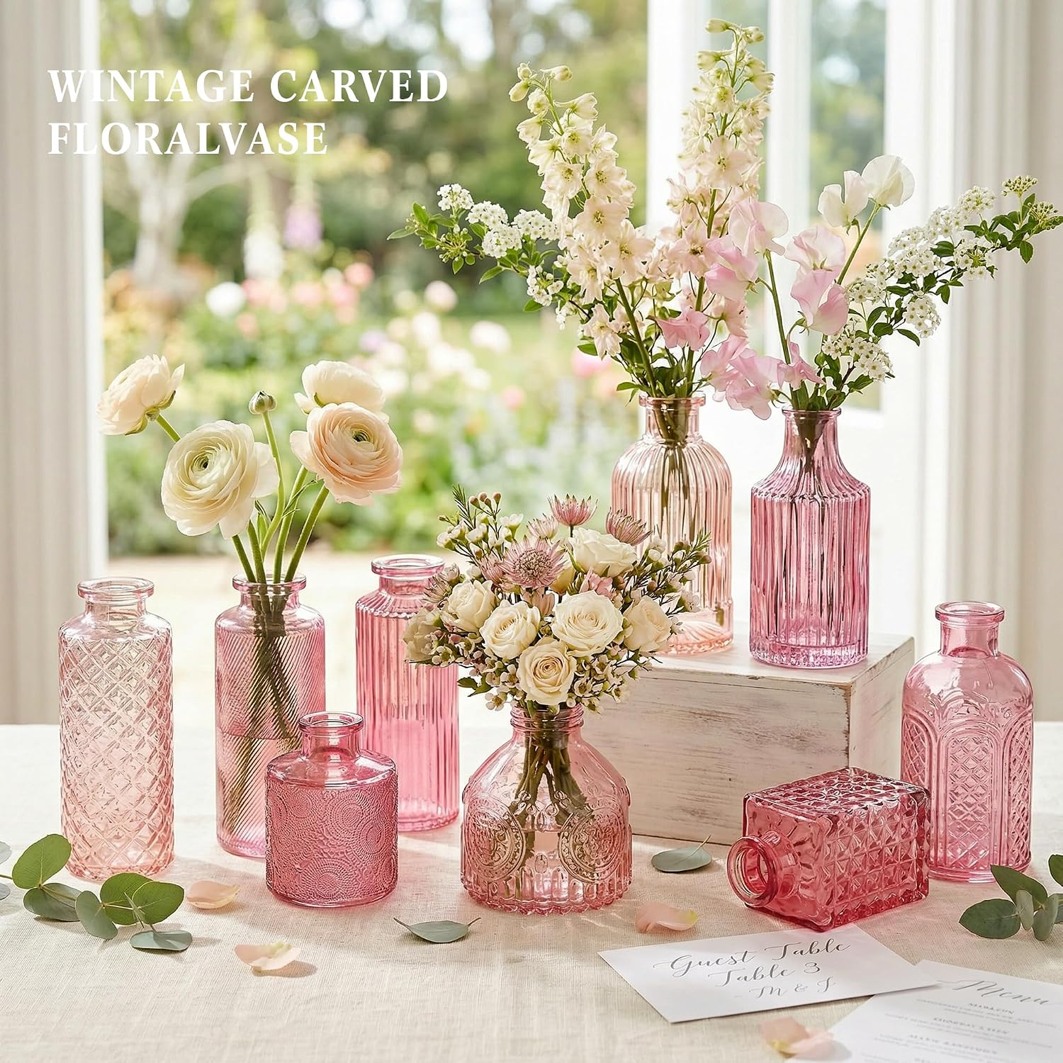 Pink Glass Bud Vases / Pink Series / Set of 30
