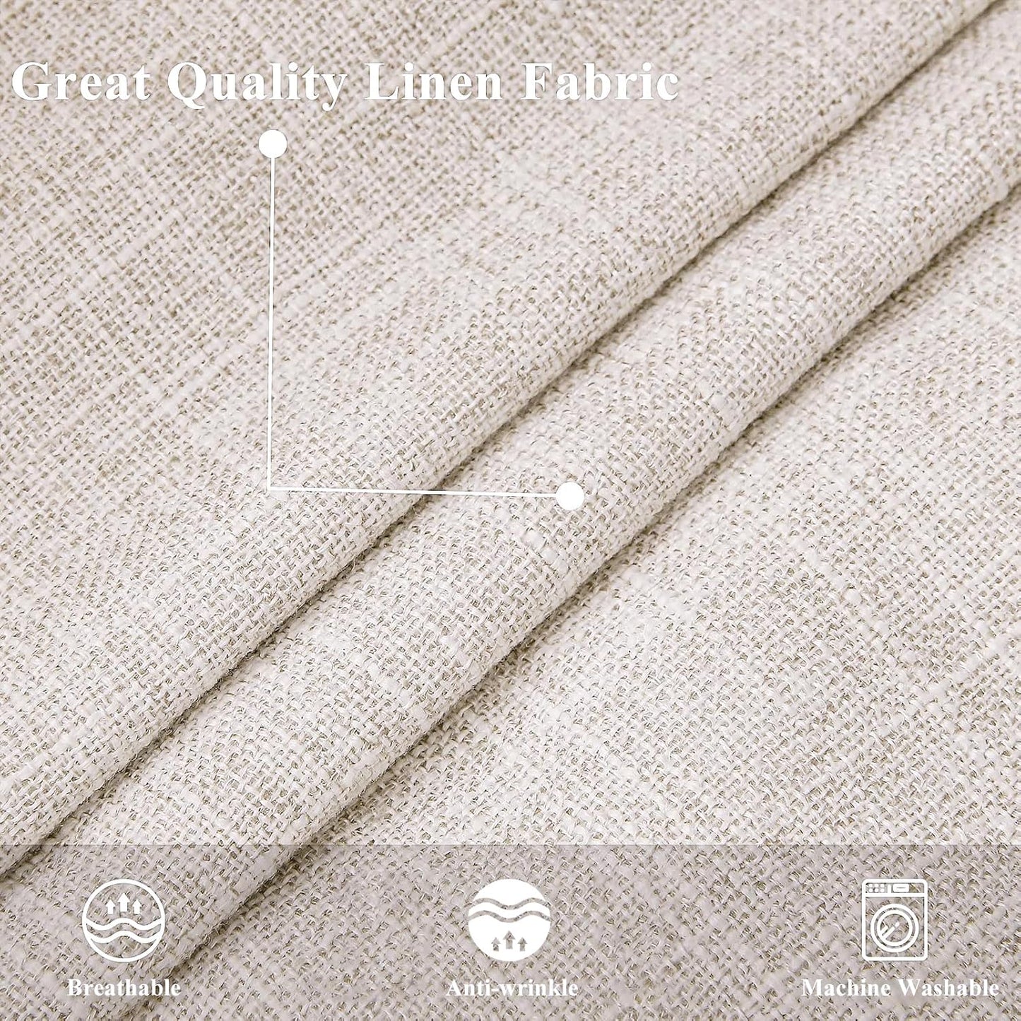 Fall Decorative Throw Pillow Covers Square Faux Linen Outdoor Neutral / Beige / 18 x 18 / Set of 2