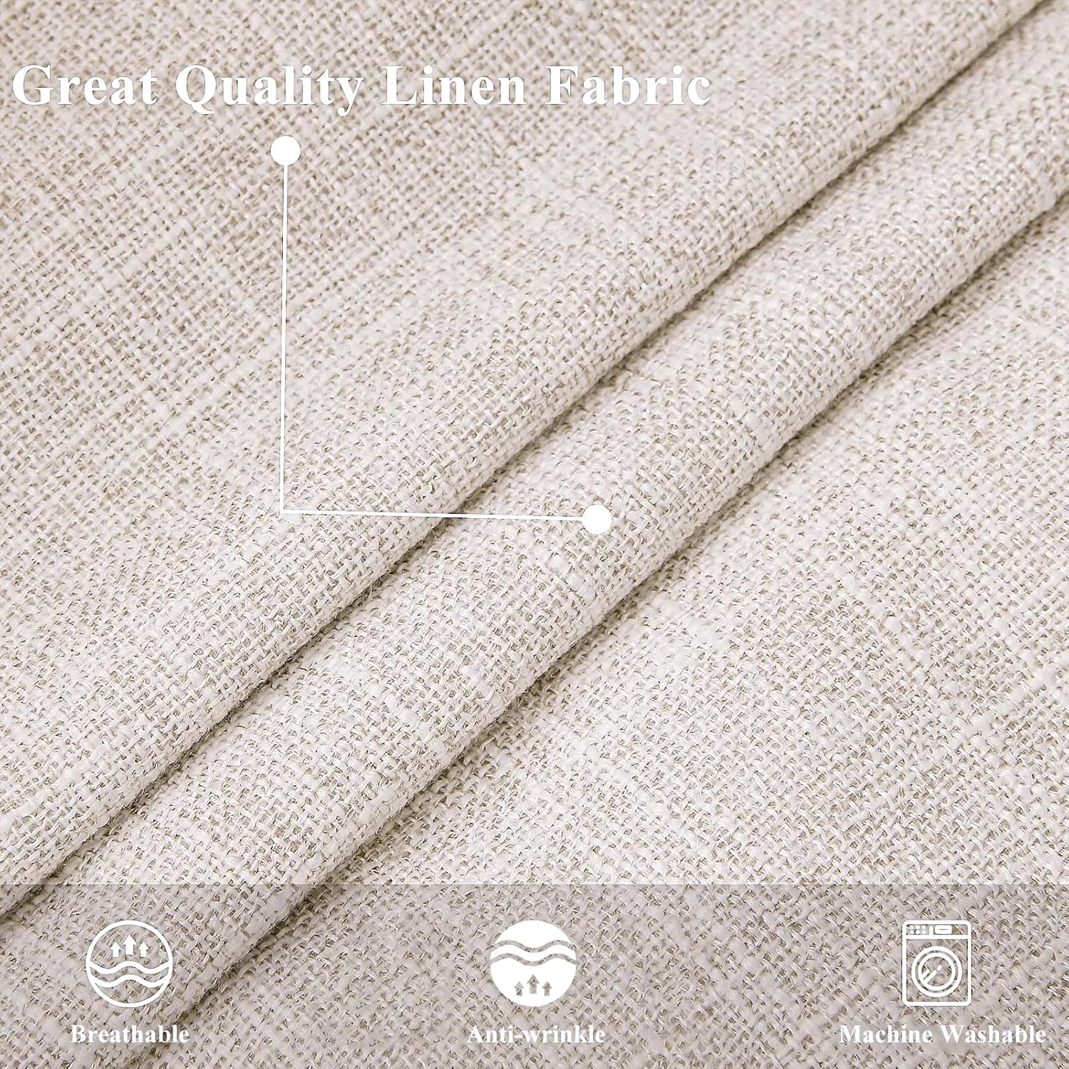 Fall Decorative Throw Pillow Covers Square Faux Linen Outdoor Neutral / Beige / 18 x 18 / Set of 2