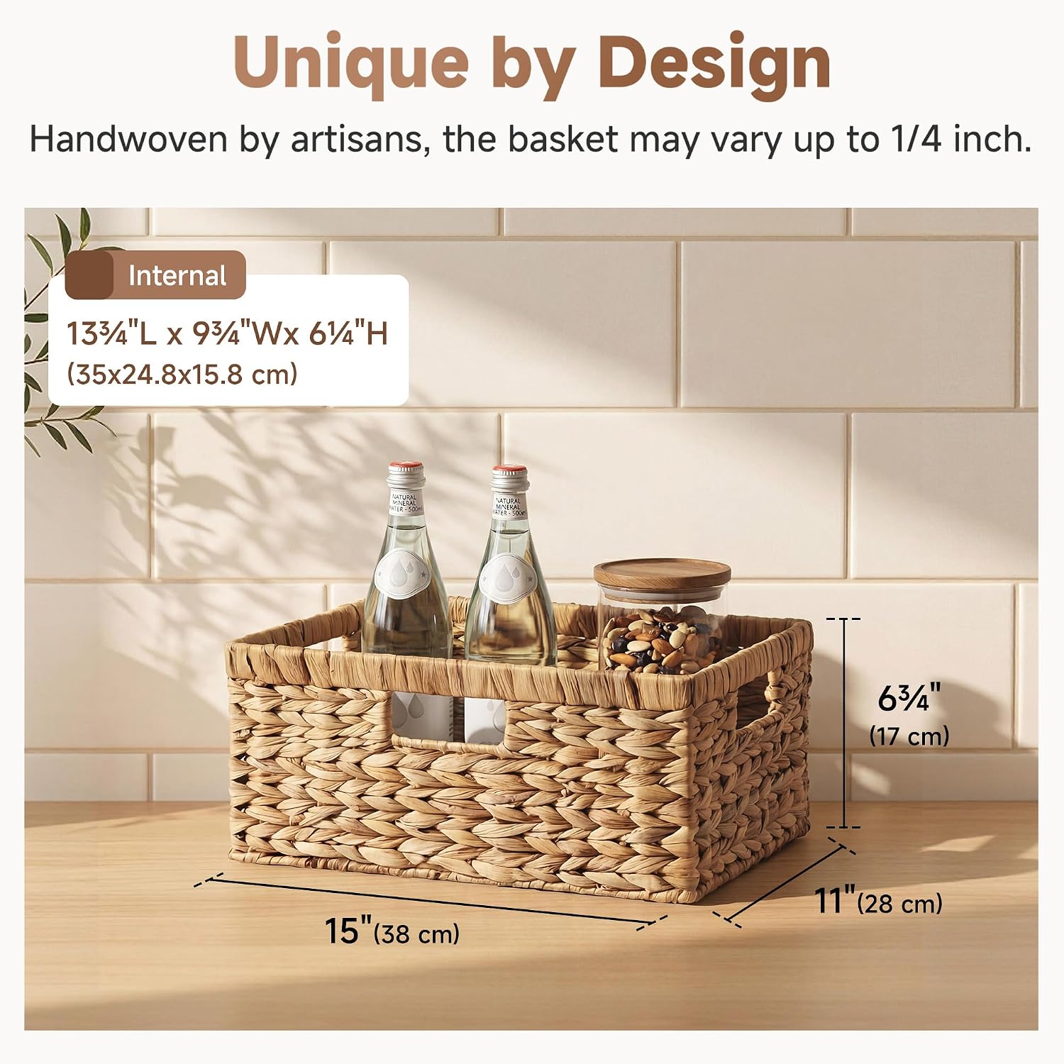 Large Rectangular Wicker Basket / Natural