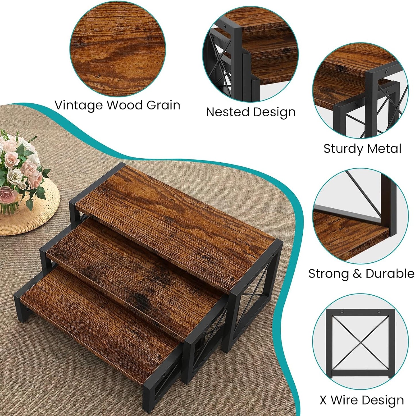 ELITEROO 3 Tier Cupcake Stand & Wood Display Risers, Dessert Stands for Cup Cake or Food, Riser Display Stand for