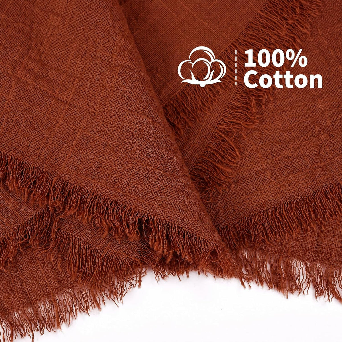 Showgeous 60 Pack Terracotta Cloth Napkins with Fringe, 16x16 inch | 100% Cotton Terracotta Napkins Handmade Dinner