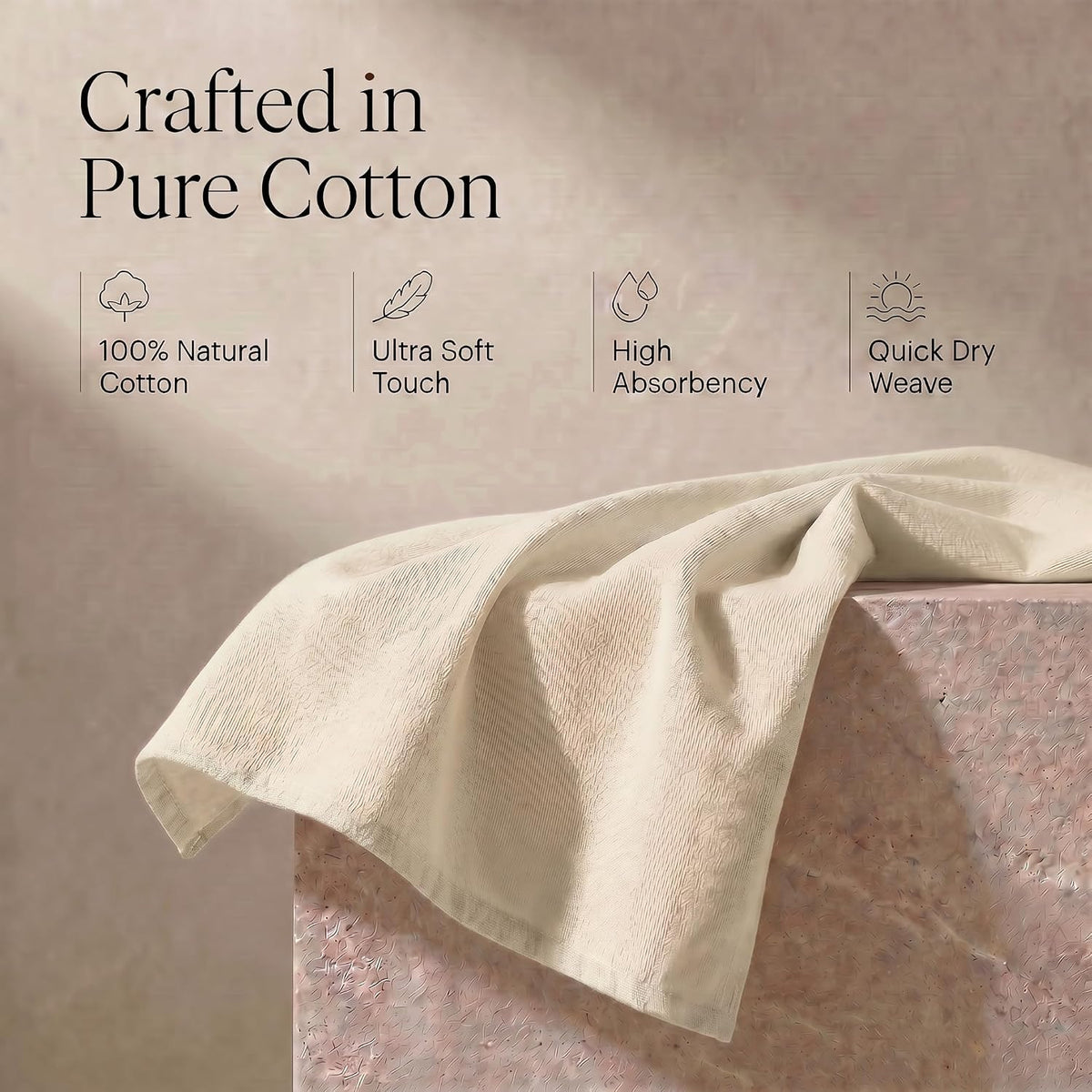 Urban Villa Kitchen Towels Cotton Dish Towels 20”x30” (Set of 6) Ivory
