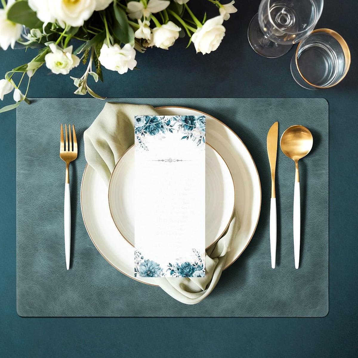 Roxifina Faux Leather Placemats Set of 8 - Vinyl Placemats Wipeable Waterproof Oil-Proof PU Place Mats Heat Resistant