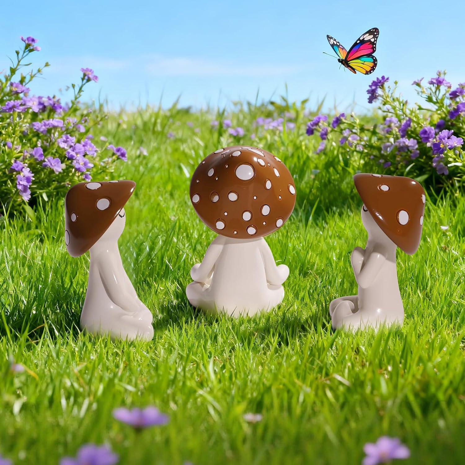 Meditation Mushroom Statue / Set of 3