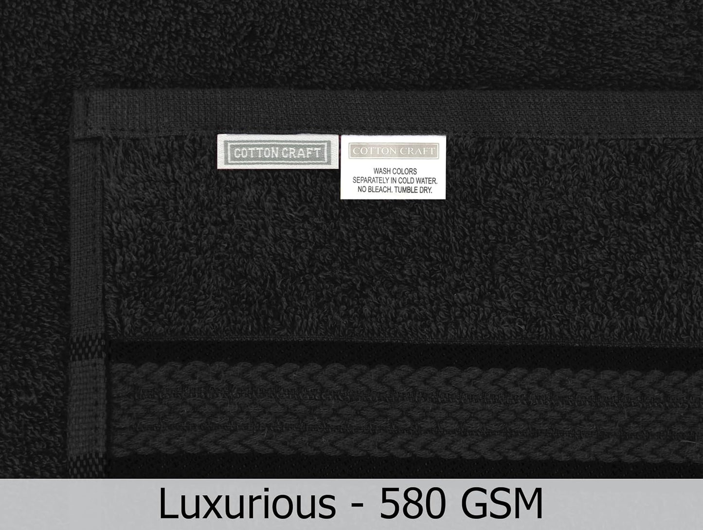 COTTON CRAFT Ultra Soft Bath Towels - 4 Pack 100% Cotton Large 30x54 inches | Oversized 580 GSM Absorbent Black Bath